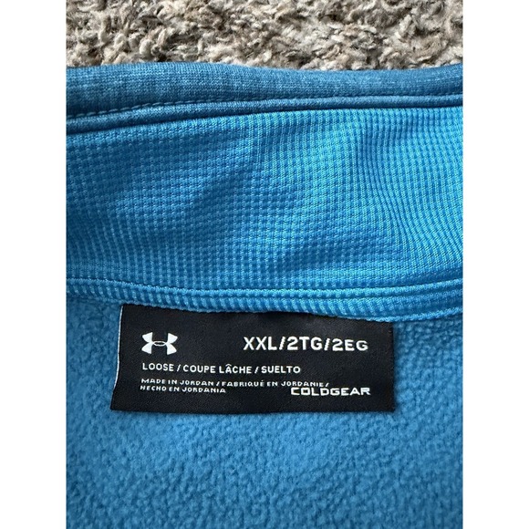 Under Armour 1/4 Zip Cold Gear Pullover Sweatshirt Blue Loose Fit Men's Size 2XL - Picture 4 of 6